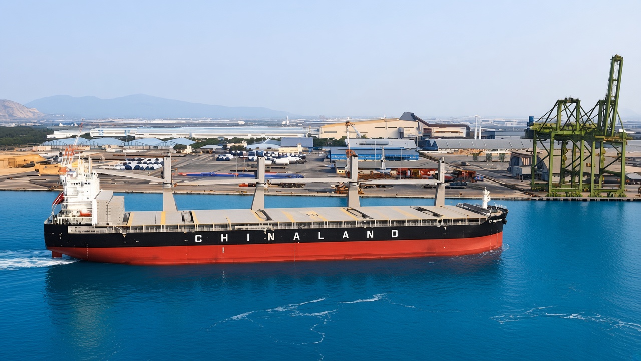 Chinaland Bulk Carrier Navigating Port Harbor Berth